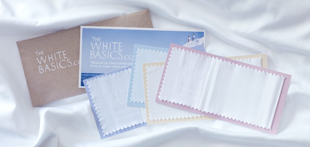 Muestras de tejidos de sábanas para hoteles de The White Basics