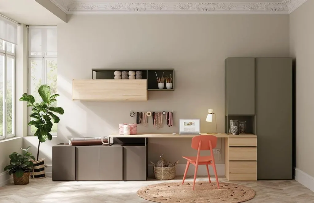 diseño de oficinas en casa con colores claros